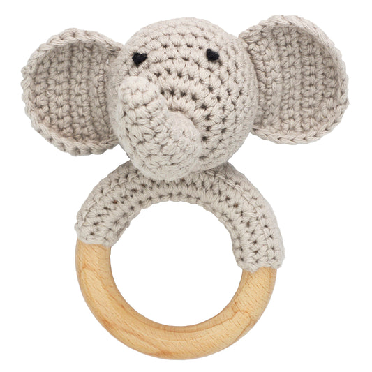 Gray Elephant Baby Rattle