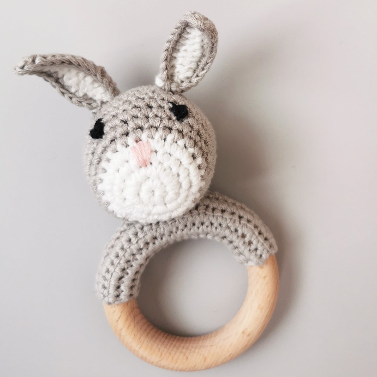 Gray Rabbit Baby Rattle
