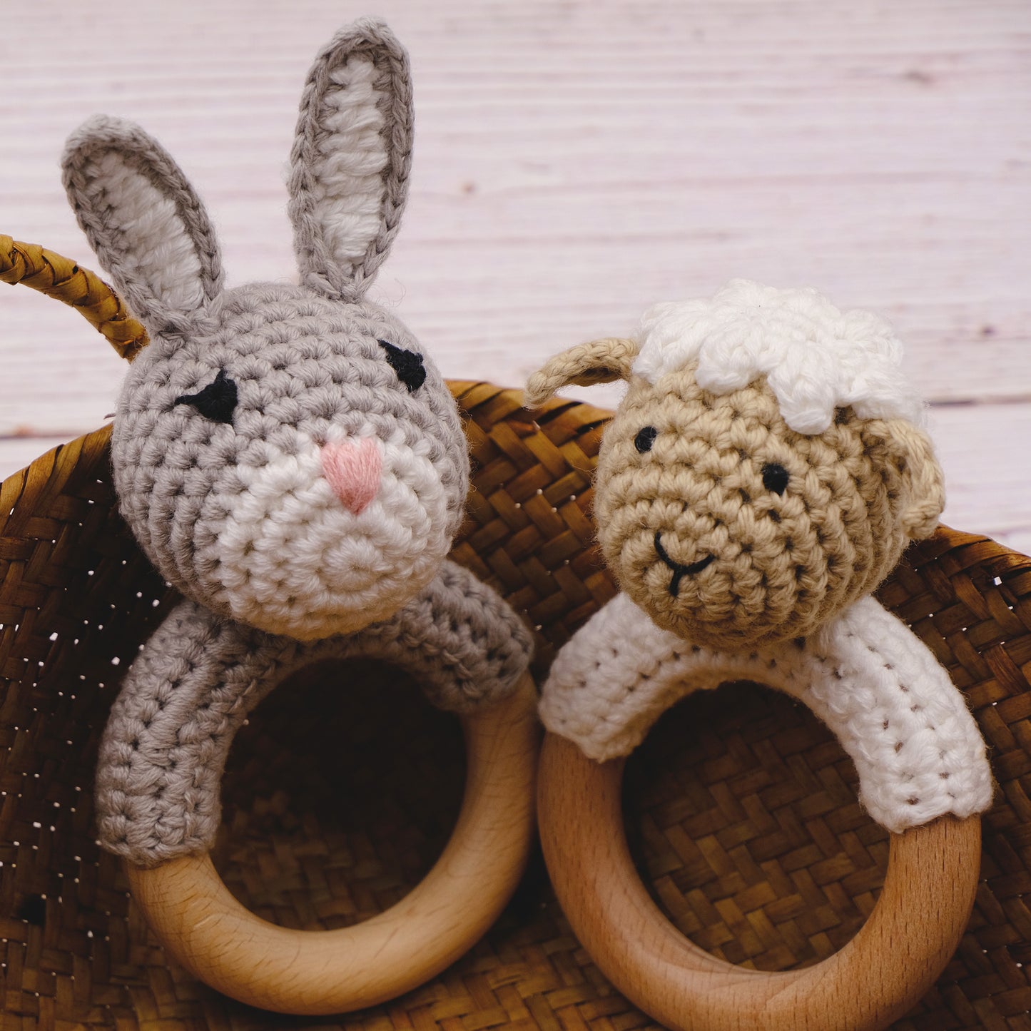 Gray Rabbit Baby Rattle